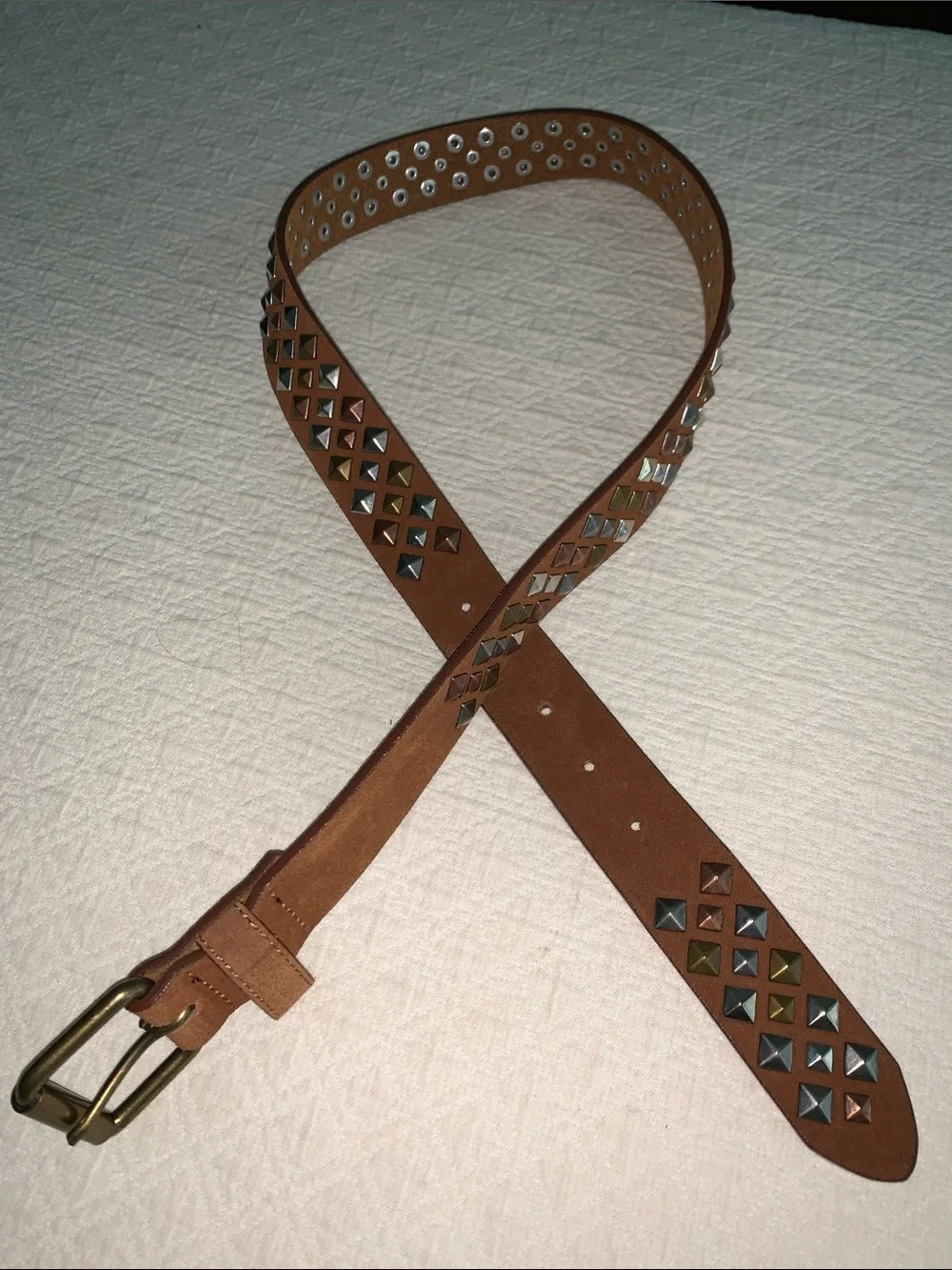 Beautiful embellished leather belt 42 inches long